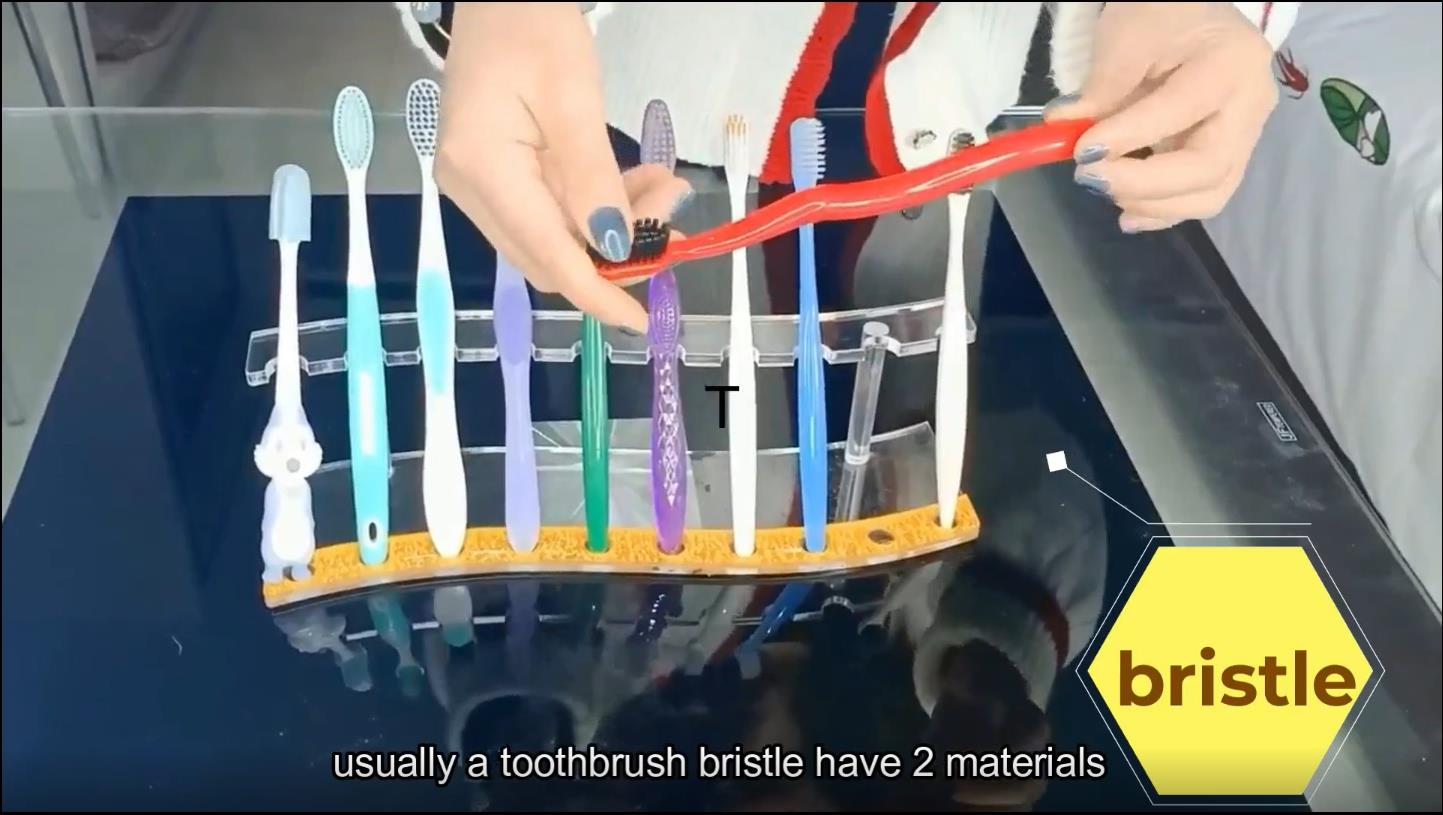 Detailedly explain the toothbrush head and toothbrush bristle with many different colors-Hanbi textile 3