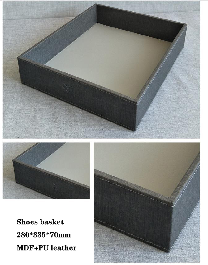 Best Quality Customized grey hotel leather set with tray trash can and tissue box manufacture Factory 5