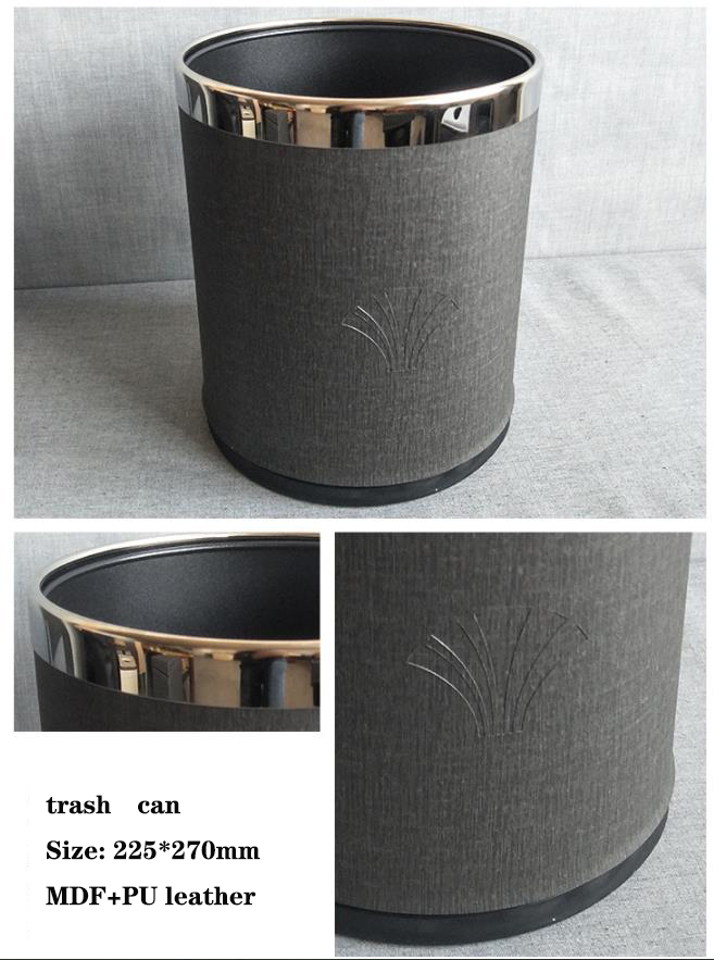 Best Quality Customized grey hotel leather set with tray trash can and tissue box manufacture Factory 3