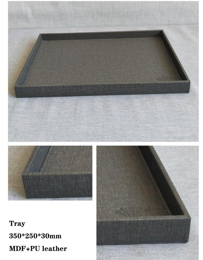 Best Quality Customized grey hotel leather set with tray trash can and tissue box manufacture Factory 7