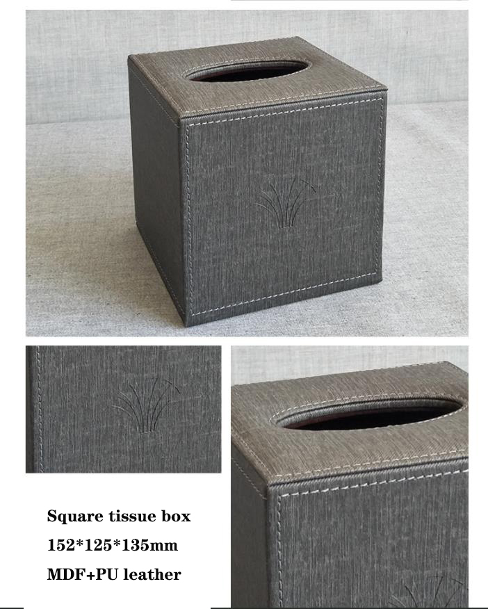 Best Quality Customized grey hotel leather set with tray trash can and tissue box manufacture Factory 16