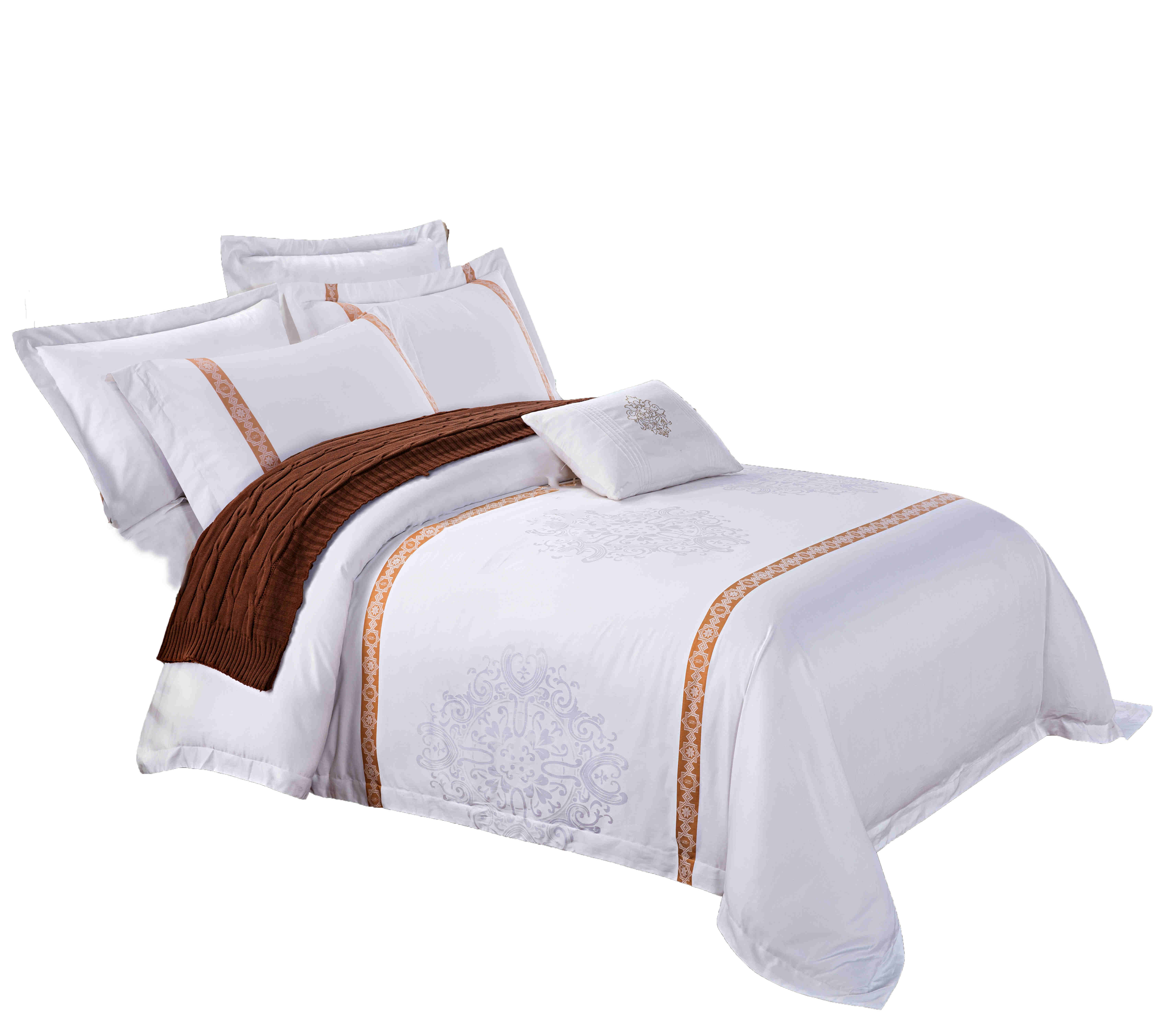 Customized Custom Hanbi company hot sale hotel cotton bedding king size stripe 3cm flange washable 1