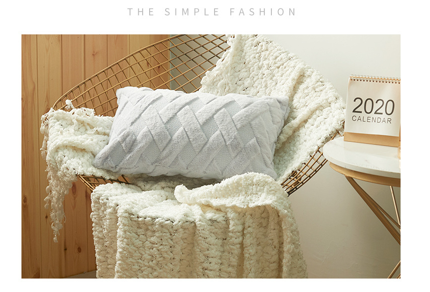 Winter soft fluffy Diamond lattice square and rectangle sofa chair downy throw pillow 3