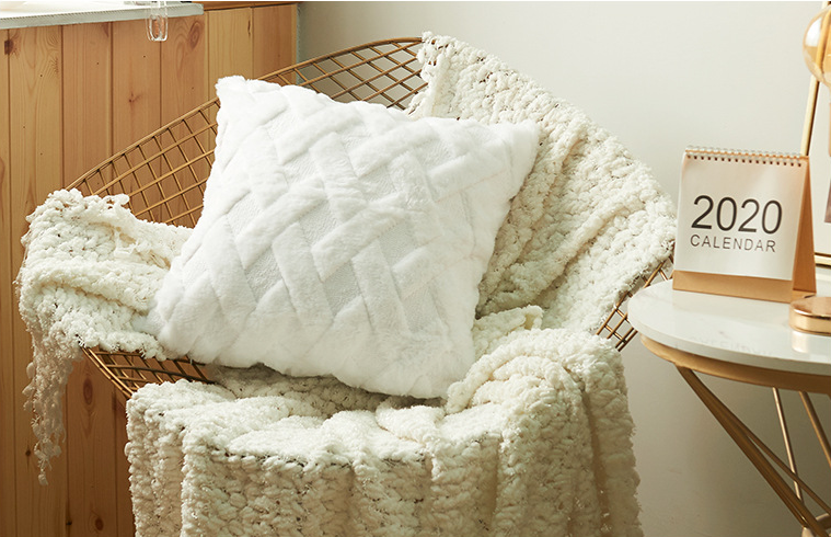 Winter soft fluffy Diamond lattice square and rectangle sofa chair downy throw pillow 5