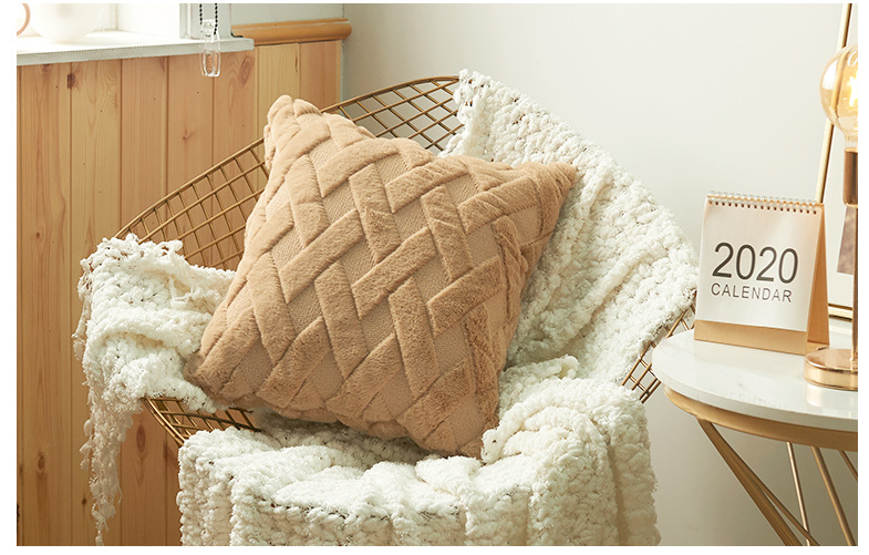 Winter soft fluffy Diamond lattice square and rectangle sofa chair downy throw pillow 2