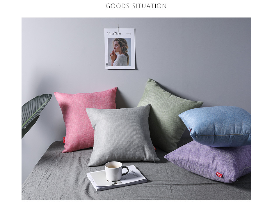 Line sofa and car throw pillow pure color square pink bolster for decorate 4