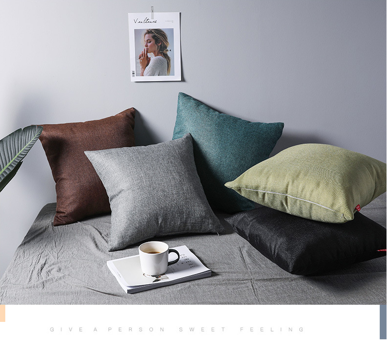 Line sofa and car throw pillow pure color square pink bolster for decorate 1