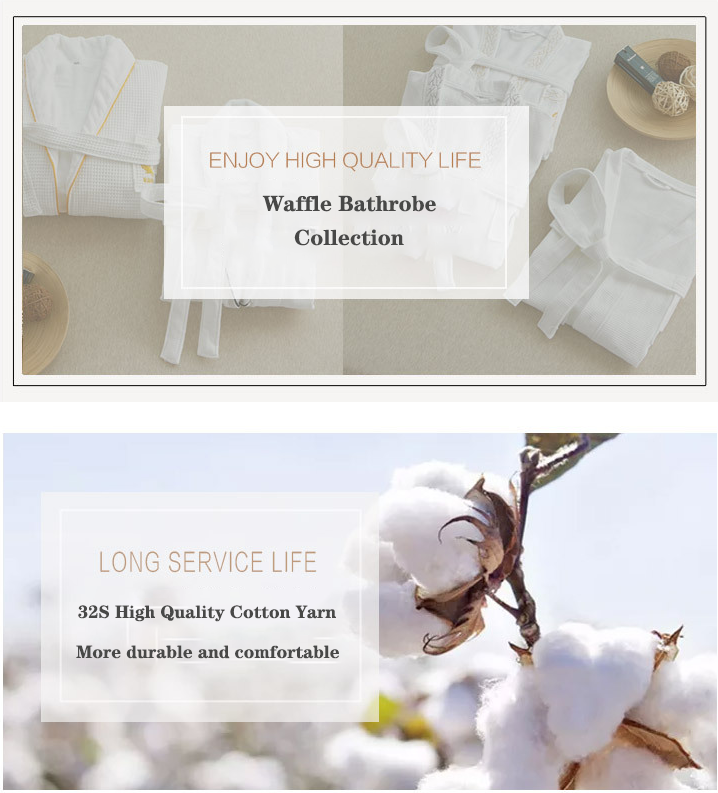Hotel waffle pure cotton bathrobe series custom wholesale -Hanbi Textile 1