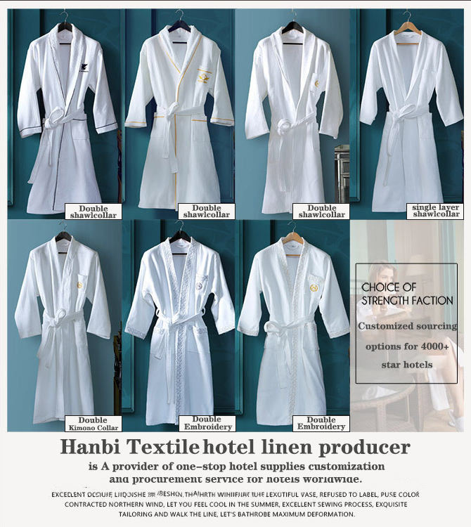 Hotel waffle pure cotton bathrobe series custom wholesale -Hanbi Textile 4