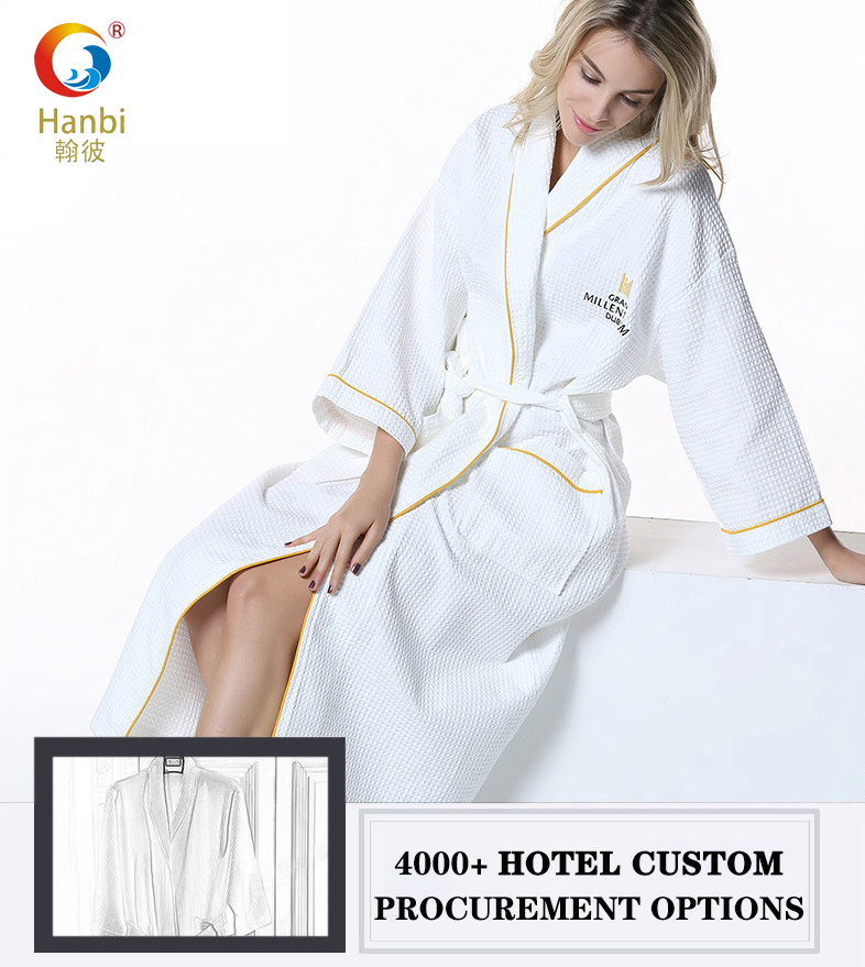 Hotel waffle pure cotton bathrobe series custom wholesale -Hanbi Textile 11