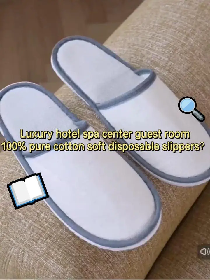 Luxury hotel spa center guest room 100% pure cotton soft disposable slippers！ 1