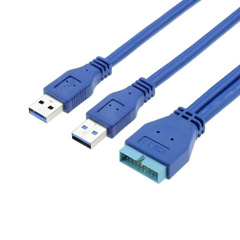 Cable USB 3.0 dual macho a placa base de 20 pines macho, 5 Gbps 1