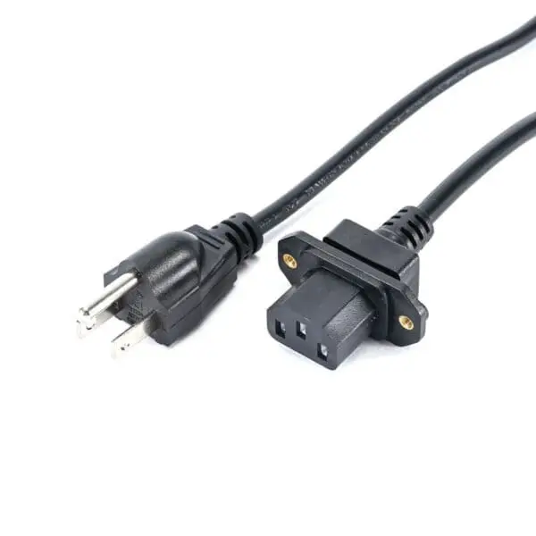 Cable de extensión para montaje en panel con tornillos NEMA 5-15P a C13 1