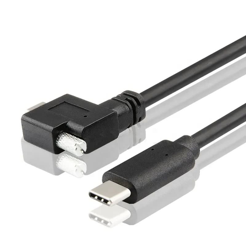 Left Angle USB 3.1 Type C Panel Mount Cable with screw, Male to Male 1