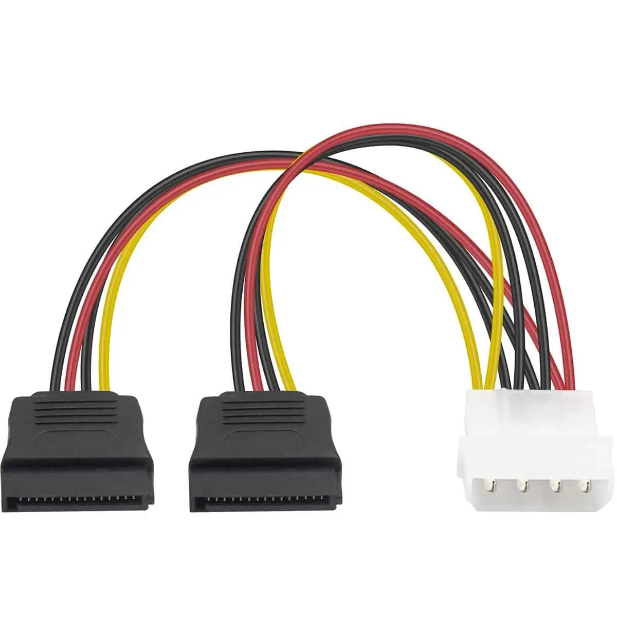 Adaptador de cable de alimentación de 4 pines macho LP4 de 5,25″ a SATA doble de 15 pines hembra 1