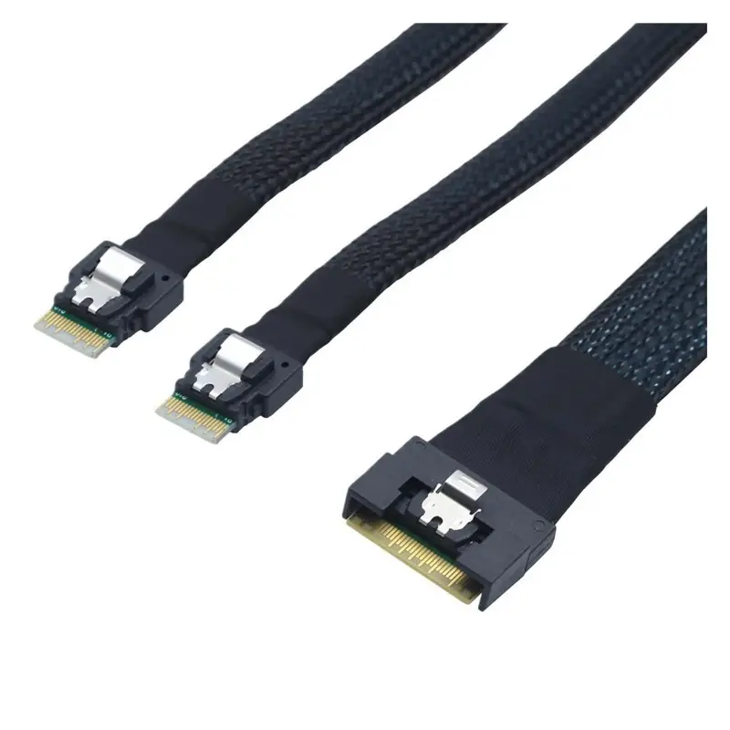 Slim SAS SFF-8654 X8 to Dual Slim SAS SFF-8654 X4 Cable 1