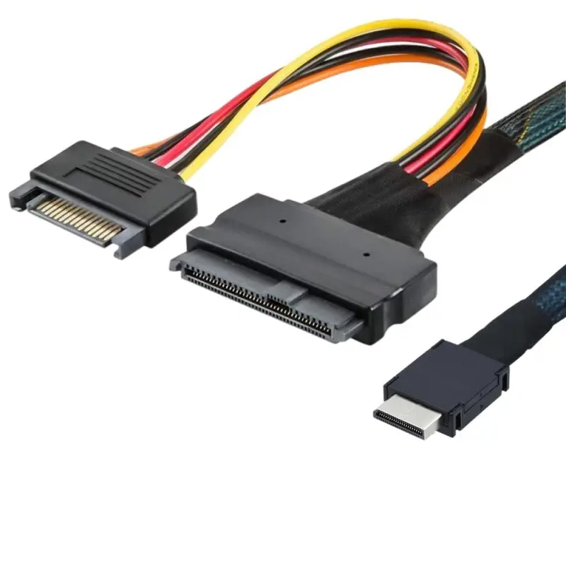 OCuLink PCIe SFF-8611  to U.2 SFF-8639 female + SATA power connector（1）