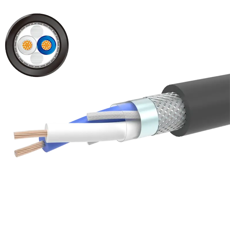 RS485 Armored LSZH Cable, 24AWG, SWB, Foil+Braid, 120Ω 1