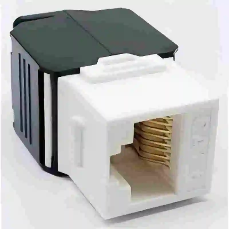 Cat6A Tool‑less Keystone Jack (RJ45), 10G/500 MHz, White/Black, T568A/B 1