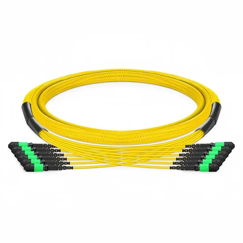 كابل توصيل متعدد الأوضاع Farsince MTP/MPO OM5 ذو 8 ألياف، قطبية من النوع B، أنثى-أنثى، دائري 3.0 مم، أخضر ليموني، PVC/LSZH (اختياري منخفض الفقدان Elite) 1