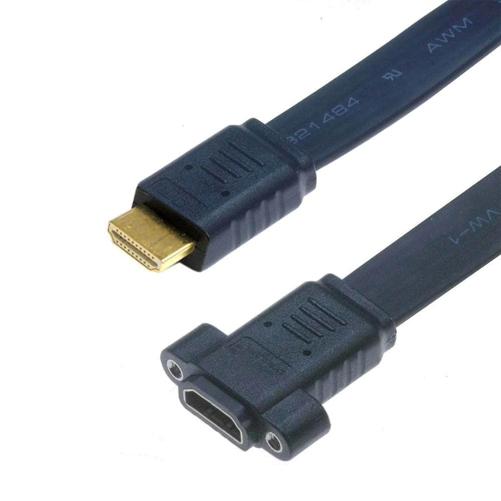 Cable de extensión plano HDMI 4K macho a HDMI hembra 2.0 para montaje en panel 1