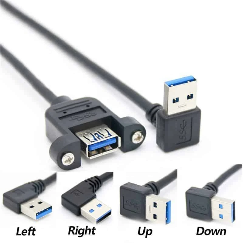 Abgewinkeltes USB 3.0 A-Einbaukabel, Verlängerungskabel (Stecker auf Buchse) 1