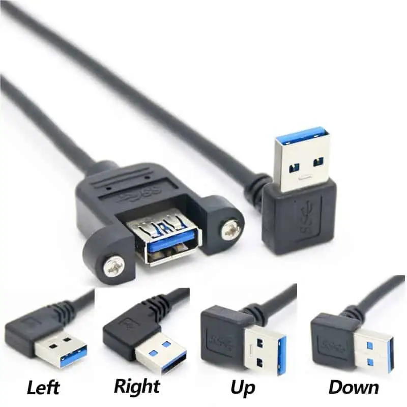 Angle USB 3.0 A Panel Mount Cable, Male to Female Extension Cable 1