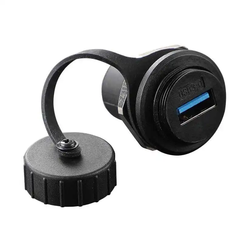 Acoplador de montaje en panel USB 3.0 A impermeable IP67 de tipo redondo 1