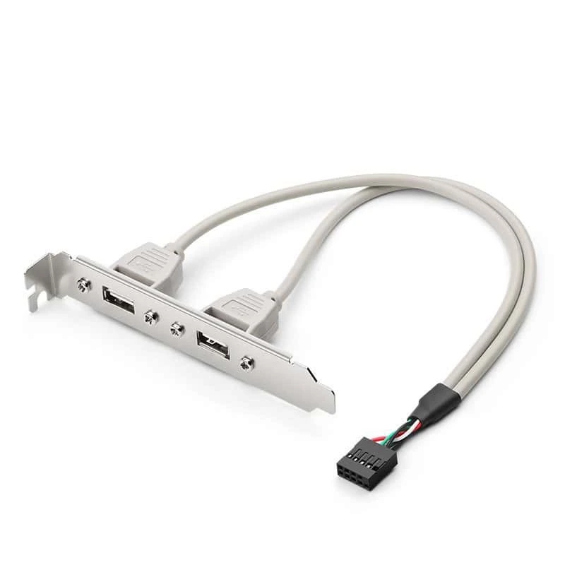 Cable adaptador de placa de ranura USB de 9 pines a 2 puertos USB A hembra 1