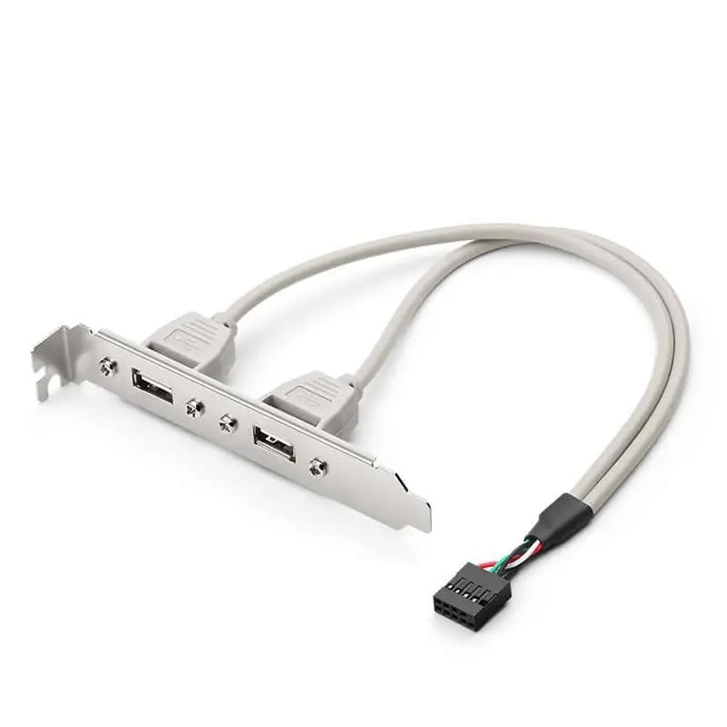 Cable adaptador de placa de ranura USB de 9 pines a 2 puertos USB A hembra 1