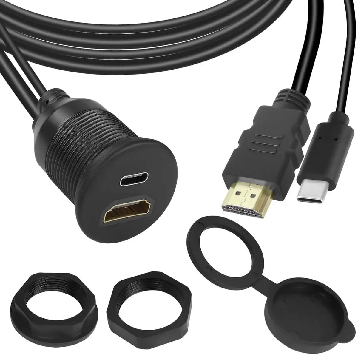 HDMI 2.0 and USB Type C Flush Mount Cable 1
