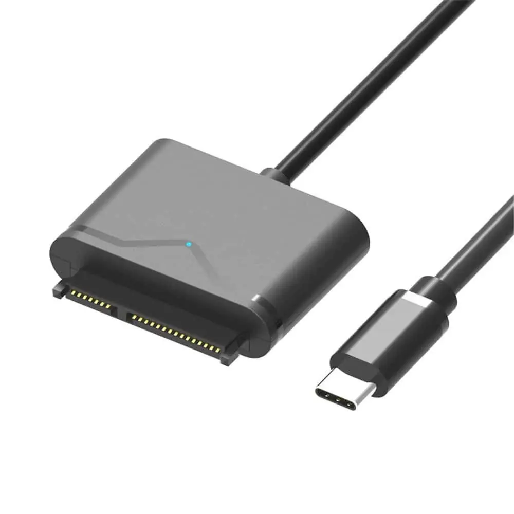 Cable adaptador USB-C a SATA, compatible con discos duros de 2,5”/3,5” con fuente de alimentación 1