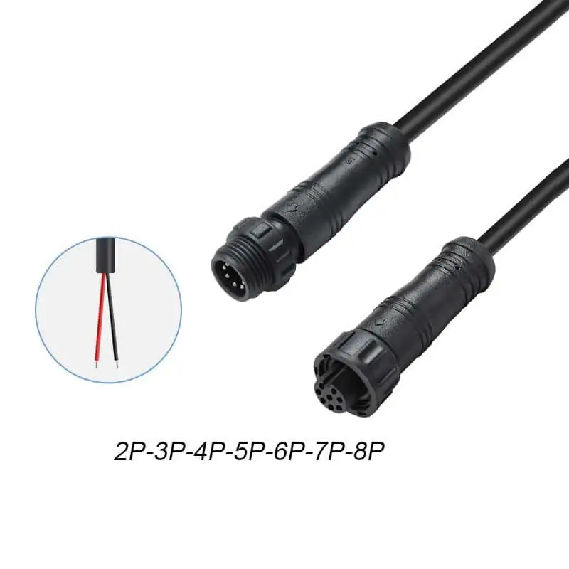 Nylon M12 IP67 Waterproof Connector Male Female 2/3/4/5/6/7/8 Pin Connection Cable 1