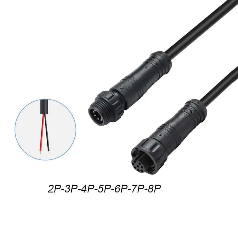 Conector de nailon M12 IP67 impermeable, macho y hembra, cable de conexión de 2/3/4/5/6/7/8 pines 1