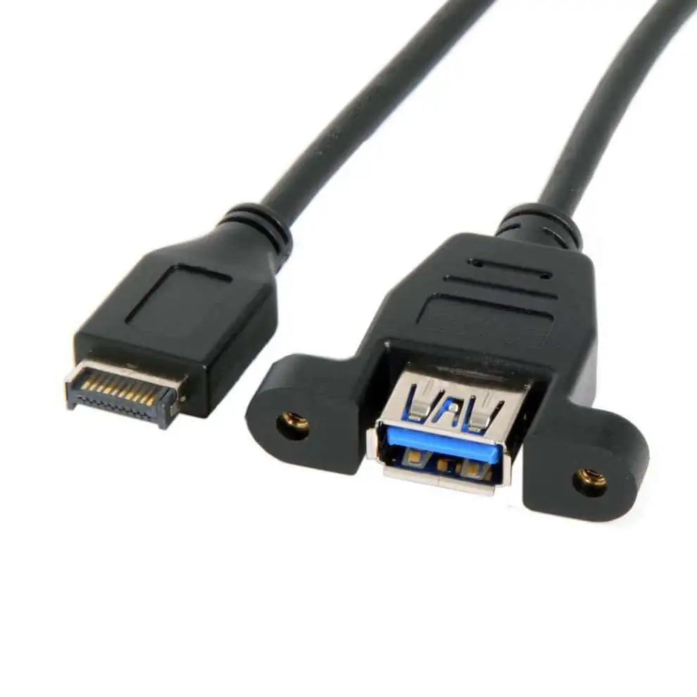 USB Type-E to USB 3.0 A Panel Mount Cable, M-F Extension Cable 1