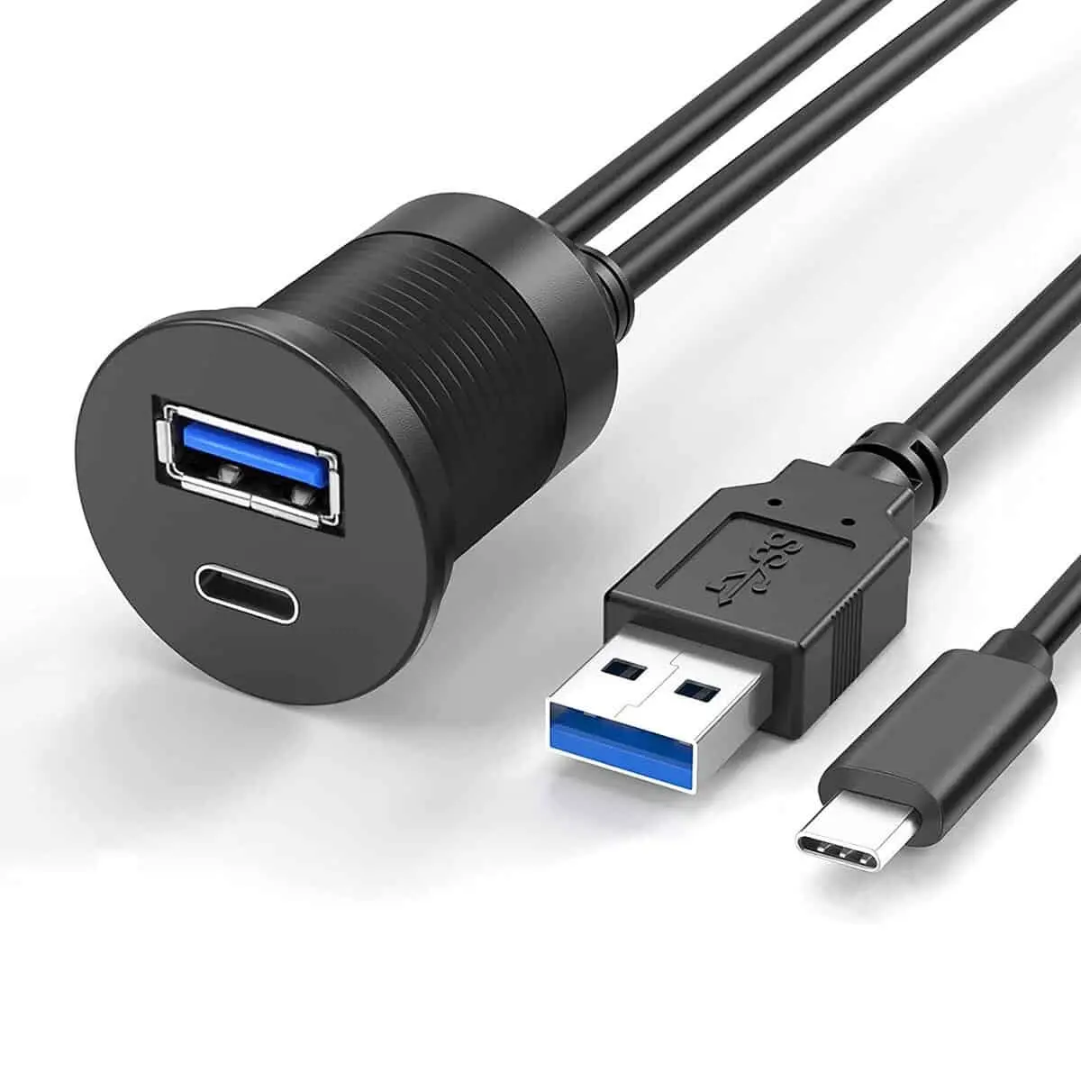 Cable USB A y USB C macho a hembra para coche, resistente al agua, con montaje en panel 1
