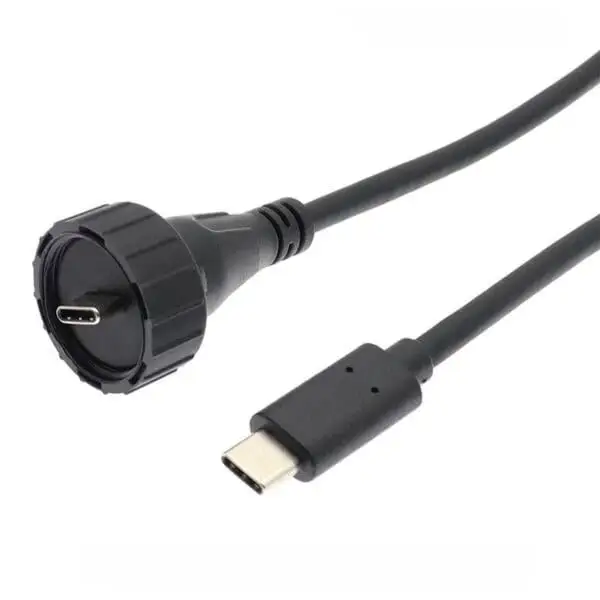 USB 3.1 Type-C Male to Male Panel Mount Waterproof Cable 1