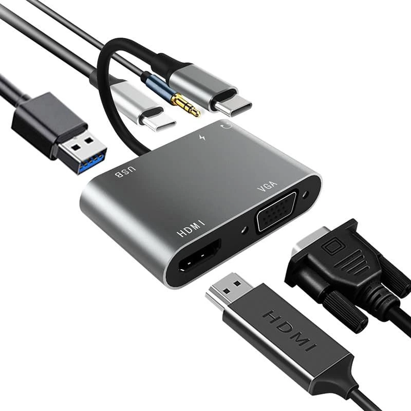 USB-C zu HDMI VGA USB Audio und PD 5-in-1 Hub-Adapter 1