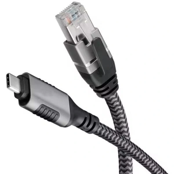 Adaptador de cable Ethernet trenzado USB 3.2 Gen1 tipo C macho a CAT6 FTP RJ45 macho 1
