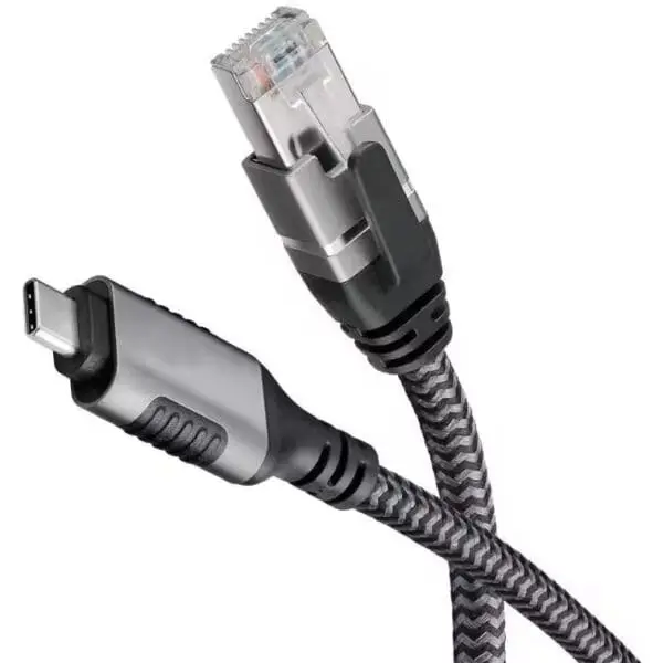 Adaptador de cable Ethernet trenzado USB 3.2 Gen1 tipo C macho a CAT6 FTP RJ45 macho 1