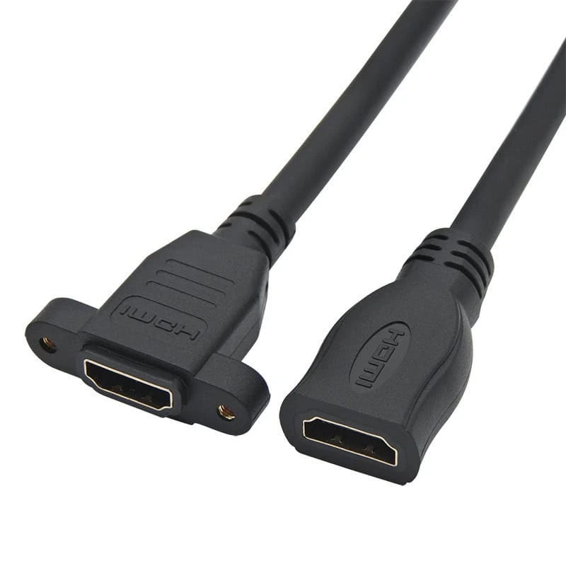 Cable HDMI hembra a hembra 4k, tornillo M3, montaje en pared, cable 2.0, puerto hembra, plástico expuesto 1