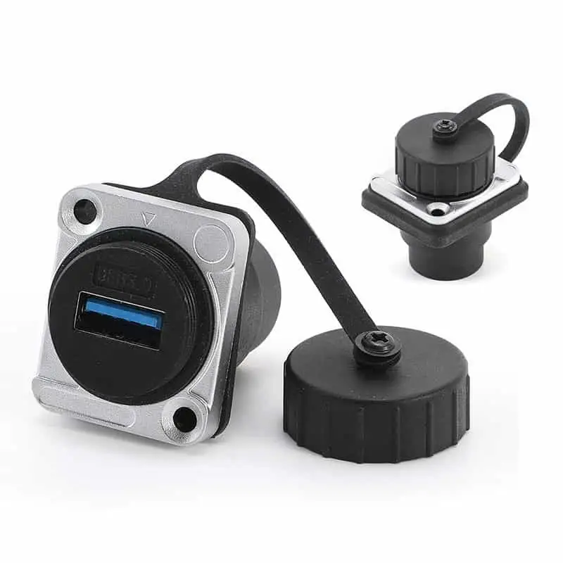 IP67 Waterproof D-Type USB 3.0 A Through Socket 1
