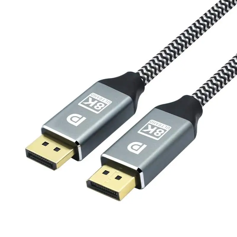 Cable metálico trenzado DisplayPort a DisplayPort 1.4 8K de alta calidad para monitor de 144 Hz compatible con 8K a 60 Hz, 4K a 120 Hz 1