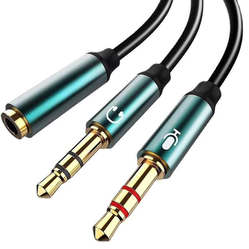 Cable divisor de audio en Y para auriculares y micrófono de 3,5 mm hembra a 2 machos duales de 3,5 mm 1