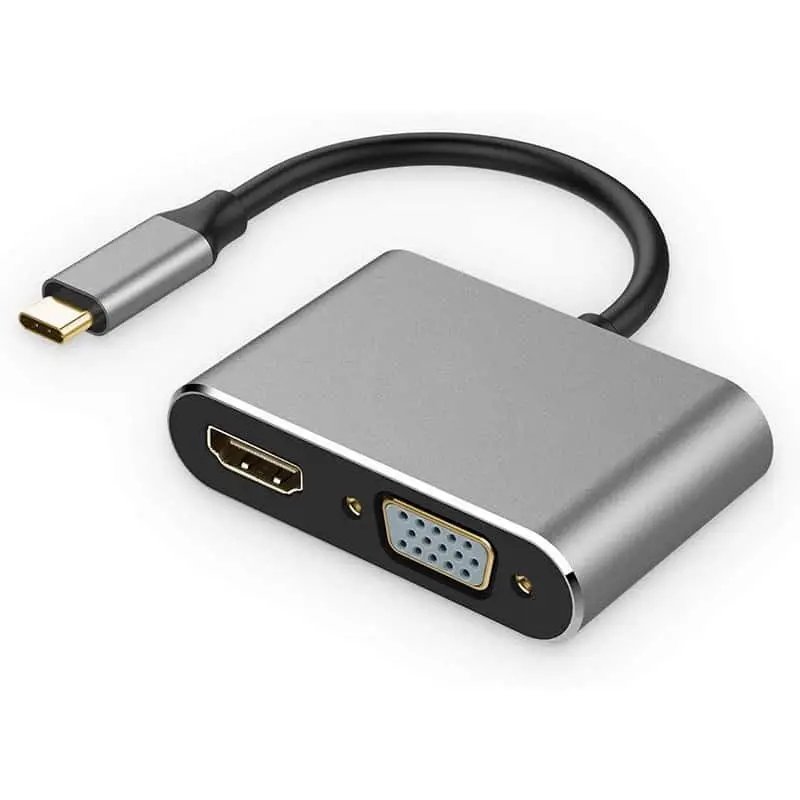 2 in 1 VGA HDMI To USB C Hub Adapter 1