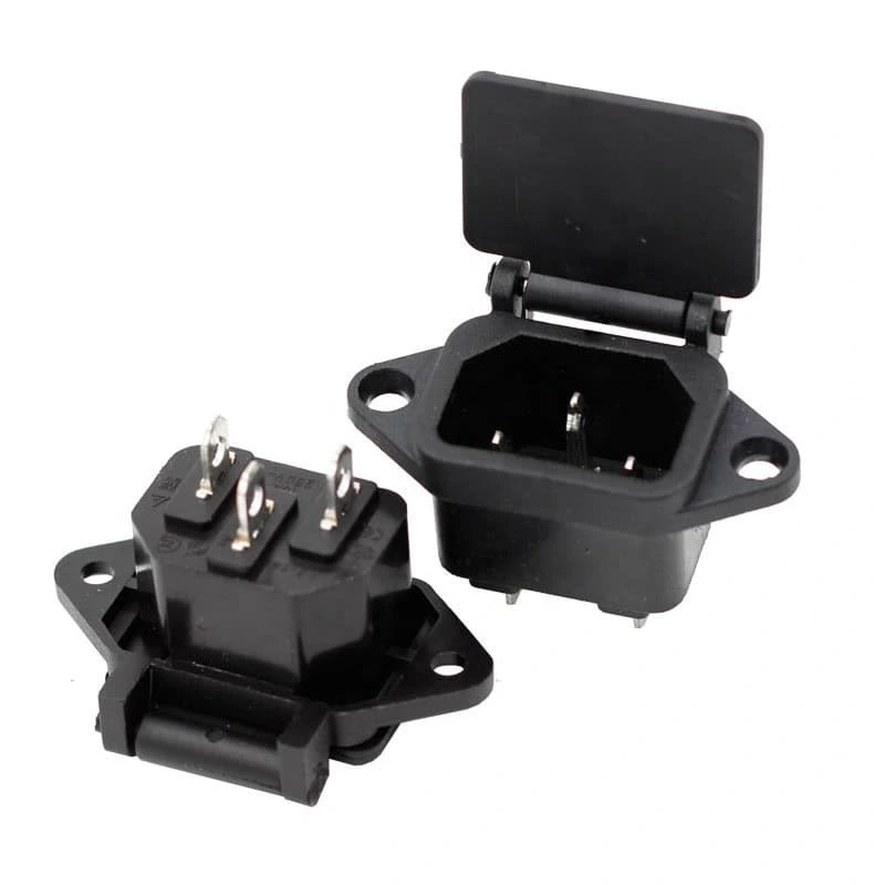 AC Waterproof C14 Male to Female Power Socket with Cover 1