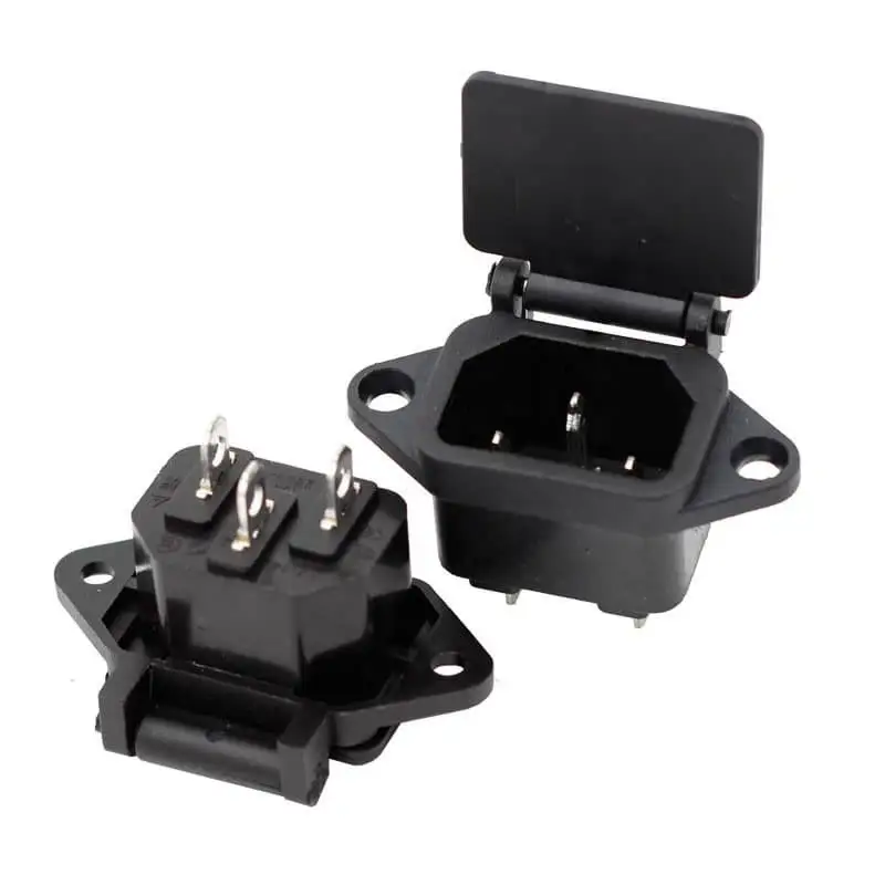 AC Waterproof C14 Male to Female Power Socket with Cover 1