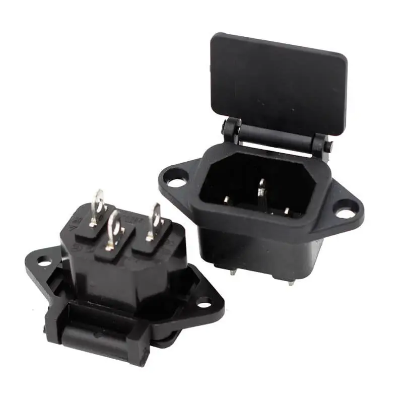 AC Waterproof C14 Male to Female Power Socket with Cover 1