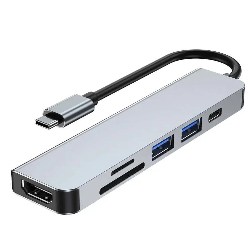 USB-C to HDMI 2 Ports USB3.0 PD SD TF 6 in 1 Hub Adapter 1