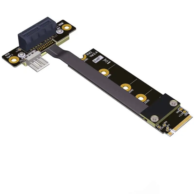 PCIE X1 TO M.2 NGFF NVMe key M Riser Adapter Card Extension Ribbon Cable 1